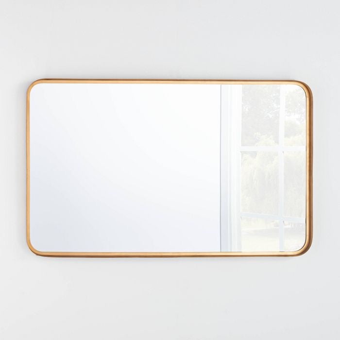 Rectangular Decorative Mirror with Rounded Corners Brass 24x36(1216)