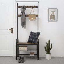 Load image into Gallery viewer, Black/Brown Odysseus Hall Tree with Bench and Shoe Storage 2873RR
