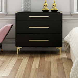 Karissa 3 Drawer Chest Black/Gold(1143)