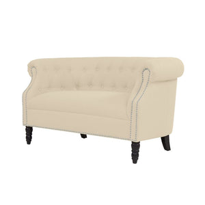 Quinones Chesterfield 54'' Rolled Arms Loveseat Oatmeal Linen(1785RR)