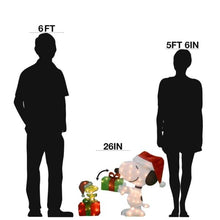 Load image into Gallery viewer, 26 in. Peanuts 2D Pre-Lit Yard Art Animated Snoopy and Woodstock on Gift (SB1279)
