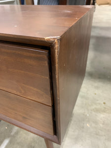 Mid Century 2 Drawer Solid Wood-Walnut