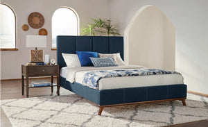 Charity Blue Upholstered Headboard ONLY Cali King Blue AS IS(849)