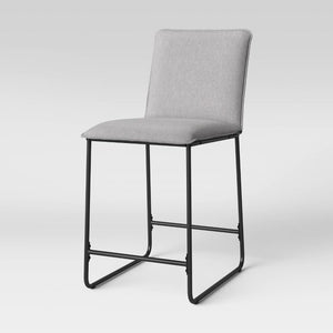 Upholstered Counter Stool with Metal Frame Set of 3 Gray(1400)