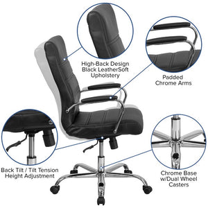 High Back Swivel with Wheels Ergonomic Executive Chair Black #353HW