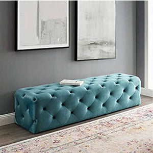 Modway Amour Tufted Velvet 72" Upholstered  Bench in Sea Blue #291HW