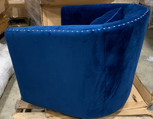 Schueler Swivel Barrel Chair Cobalt Blue