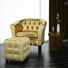 Load image into Gallery viewer, Scorpio Artificial Leather Armchair and Ottoman Gold AS IS(1782RR)
