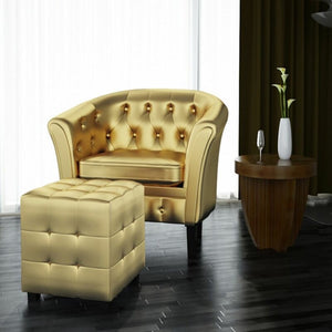 Scorpio Artificial Leather Armchair and Ottoman Gold AS IS(1782RR)