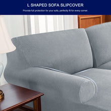 Load image into Gallery viewer, 2 Piece Textured Grid Soft Stretch L-Shaped Right Chaise Individual Box Cushion Sofa Slipcover    in Light Gray 152 DC
