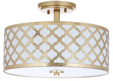 Load image into Gallery viewer, Hutch 16 in. 3-Light Gold Semi-Flush Mount Gold 3054RR
