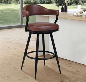 Adelita Swivel Vintage Faux Leather Barstool 30”-Coffee #50-NT