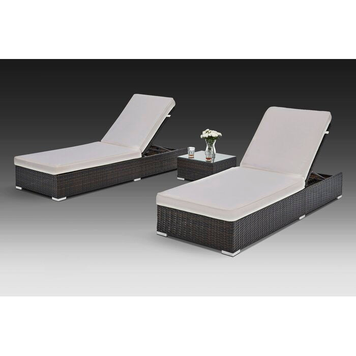 Putney sun lounger set online with cushions and table