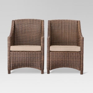 Belvedere 2pk Wicker Patio Dining Chairs Tan(887)