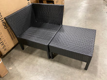 Load image into Gallery viewer, Naples Wicker Rattan Corner Seat and Table Set Black/Gray(1924RR)
