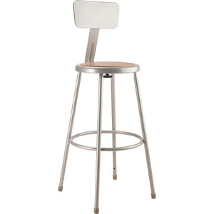 National Public Seating 30” Barstools  with Backrest Set of 2 Silver(1495)