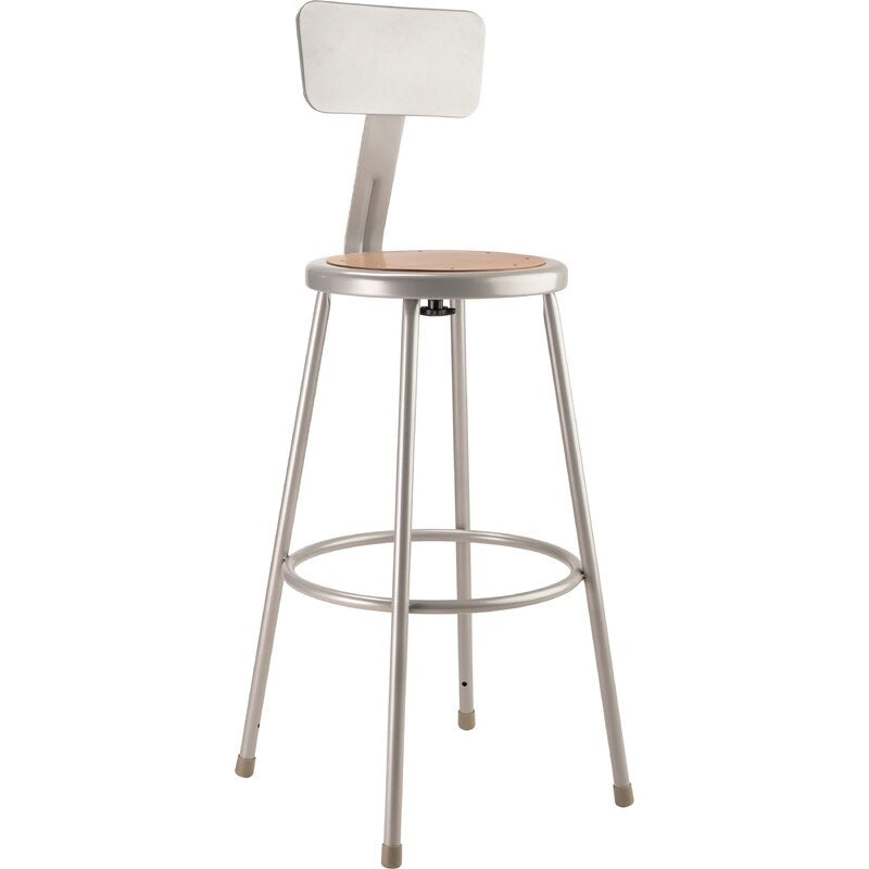 National Public Seating 30” Barstools  with Backrest Set of 2 Silver(1495)