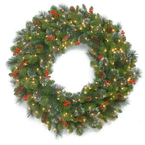 30 in. Crestwood Spruce Wreath with Clear Lights (SB1491)