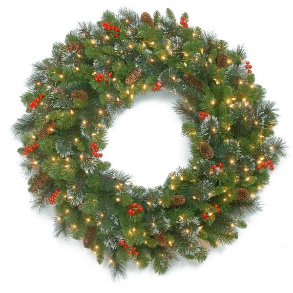 30 in. Crestwood Spruce Wreath with Clear Lights (SB1491)