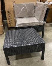 Load image into Gallery viewer, Naples Wicker Rattan Corner Seat and Table Set Black/Gray(1924RR)
