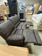 Load image into Gallery viewer, CorLiving Lea Chocolate Brown Faux Leather Reclining Sofa 6440RR
