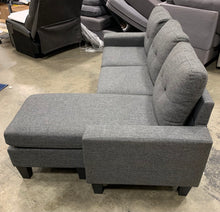 Load image into Gallery viewer, 2 pc Mercury Row Briley light gray linen like fabric sectional sofa reversible ottoman chaise
