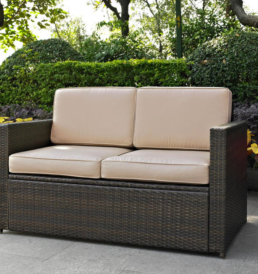 Palm Harbor Wicker Outdoor Loveseat with Sand Cushions #269HW