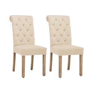 Bushey Roll Top Tufted Dining Chair Set of 2 Ivory(383)