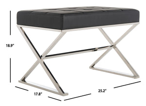 Badgley Black Accent Ottoman, Black/Chrome, #6307