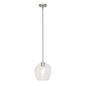 1-Light Brushed Nickel Mini Pendant with Glass Shade 2234AH