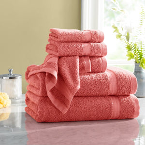 Coral Wayfair Basics Quick Dry 6 Piece 100% Cotton Towel Set #92HA
