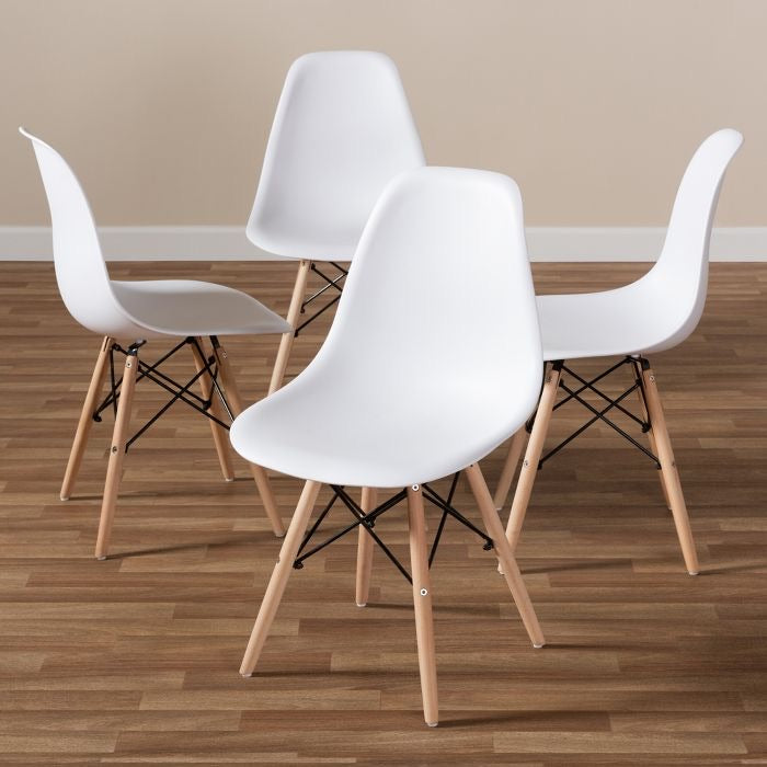 Sydnea Acrylic Wood Leg Dining Chairs White/Natural AS IS(1381)