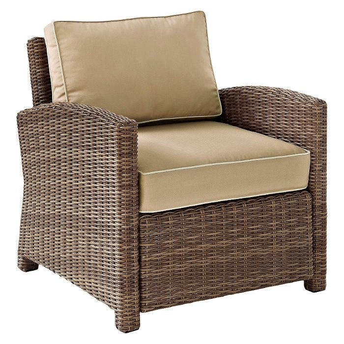 Bradenton Outdoor Wicker Arm Chairs SET OF 3 with Cushions Brown(626)