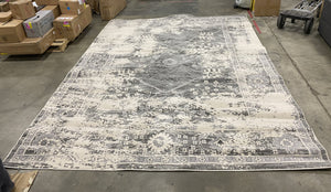 Distressed Oriental Border 9 ft. x 12 ft. Gray Area Rug #1442HW