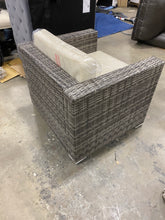 Load image into Gallery viewer, Tw Outdoor Wicker Chair with Ottoman and Glass Table Gray
