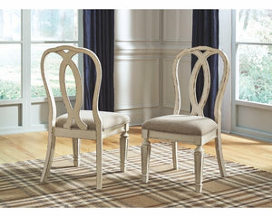 Set of 2 Sara Upholstered Queen Anne Back Side Chair in White #53-NT