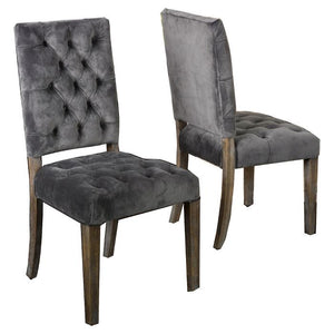 Saltillo New Velvet Dining Chair Set of 2 Charcoal(673)