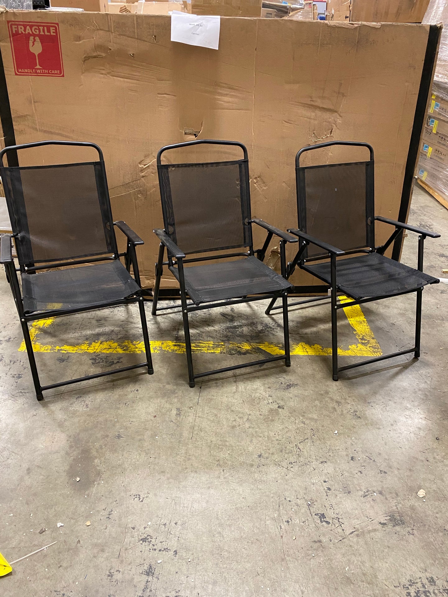 Living Accents Black Steel Sling Chair Set of 3(895)