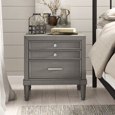 Saratoga 3 Drawer Nightstand Gray