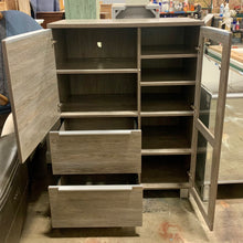 Load image into Gallery viewer, Grey 2-Drawer Dresser with Shelves and Cabinets
