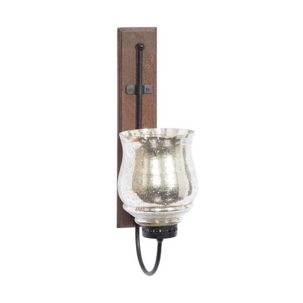 Brown Mango  Wood Traditional Candle Wall Sconce 5038RR