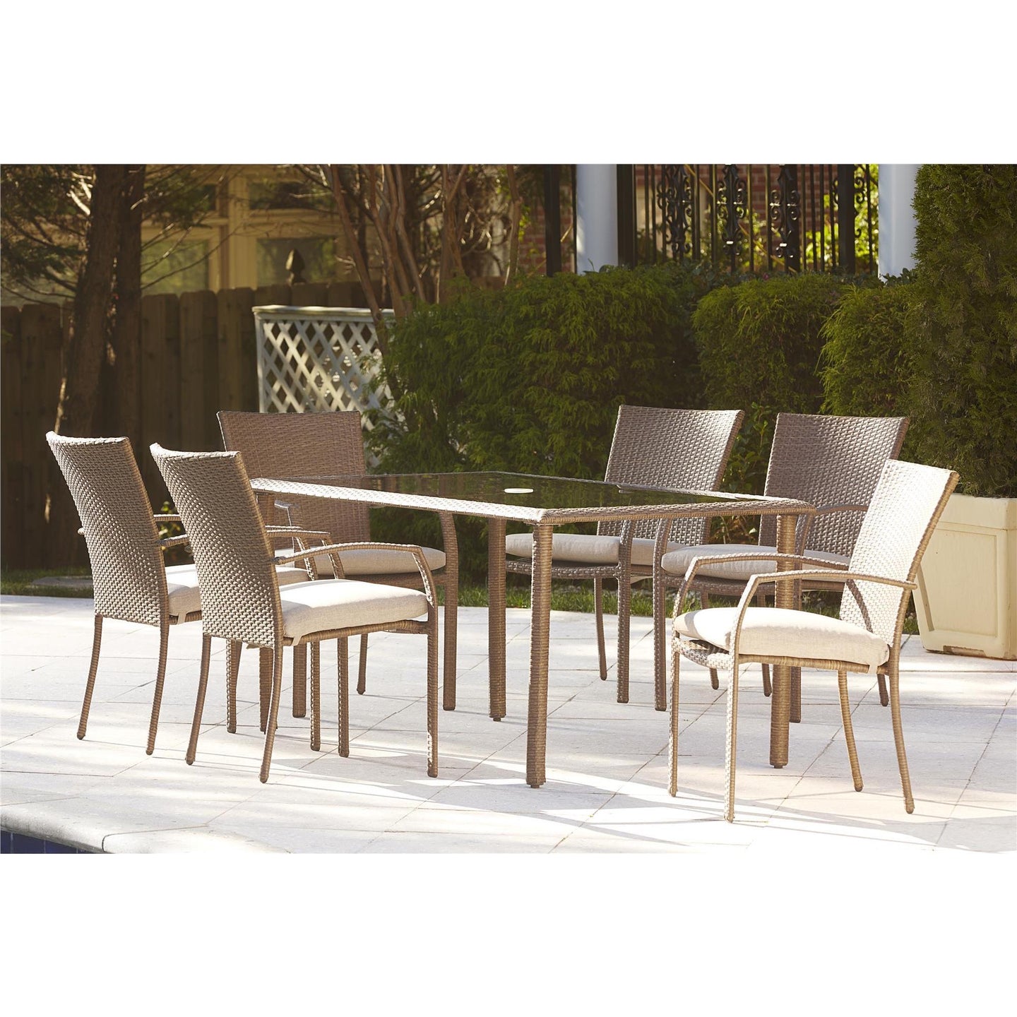 Cosco Lakewood Ranch Steel Wicker Outdoor Dining Table Brown(764)