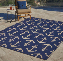 Load image into Gallery viewer, Gertmenian &amp; Sons Paseo Maritime Anchors Navy/Grain 8ft 9in. x 13 ft 1 in. Indoor/Outdoor Area Rug #5NT
