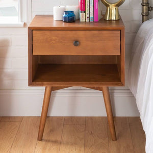 Mid-Century 1 Drawer Solid Wood Nightstand (226)