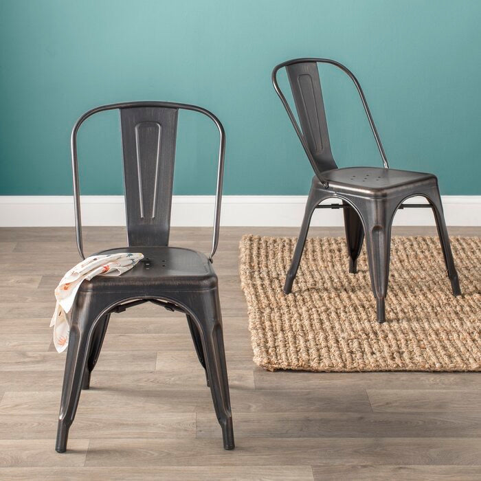 Carriage Hill Metal Slat Back Chairs Set of 2 Black(266)