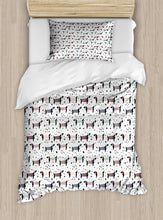 Load image into Gallery viewer, Twin DACHSHUND SILHOUETTES DOTS DUVET COVER SET #102HA
