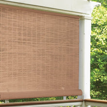 Load image into Gallery viewer, Symple Stuff Cord Free Semi-Sheer Outdoor Roll-Up Shade 72” x 72” Woodgrain(1129)
