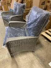 Load image into Gallery viewer, Outdoor Wicker Patio Chair Set with Cushions Grey/Navy
