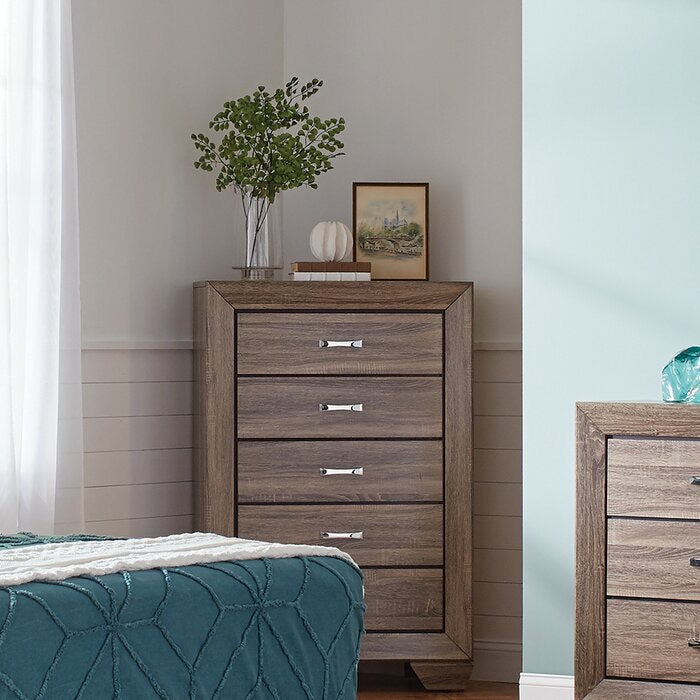 Washed Taupe Mailiah 5 Drawer Chest