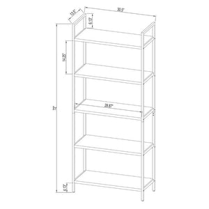 Loring 72” 5 Shelf Ladder Bookcase Walnut(546)